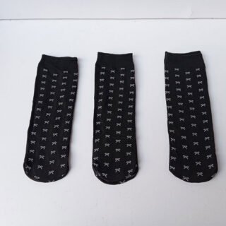 Women’s Thin Fashion Socks – Black with White Design | free shipping | Soft Daily Wear Socks for Girls & Women | 1 Pair