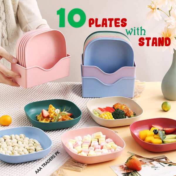 10 Pcs Spit Bone Dish Set with Stand Multi-Function Household Plastic Dining Table Garbage Plates
