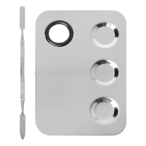 Acrylic Makeup Mixing Palette with Stainless Steel Spatula – Transparent Foundation & Cosmetic Blending Tool