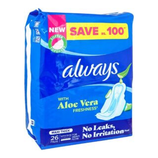 Always Thicks Sanitary Pads – Extra Long Trio Pack 26 Count 3X Protection, Odor-Lock, 8-Hour Leak Guard