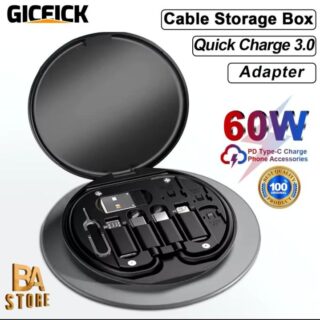 Amplifier Hub Extreme 60W Fast Charging Cable Set – Type-C, Micro USB, Lightning – Data Cable & USB Charger with Storage Box