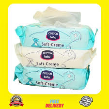 Baby Cotton Soft Crème Cleaning Wipes – Rash-Free Wet Wipes (70 Sheets Pack of 10)