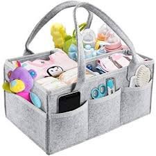 Baby Diaper Caddy Organizer – Foldable Felt Storage Bag with Removable Dividers & Pockets – Large Capacity Nursery Tote