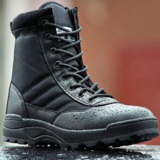 Black Leather Trekking Army Delta Boots for Men – Lightweight, Waterproof Hiking & Tactical Footwear