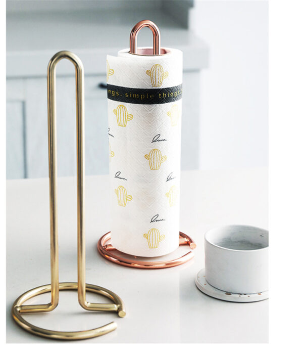 Elegant Metal Kitchen Tissue Roll Holder – Desktop & Standing Design for Home, Restaurant, and Dining Decor - Image 2