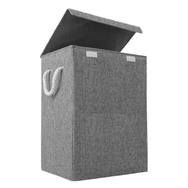 Fabric Laundry Basket with Lid & Dual Handles – Foldable Clothes Storage Bin (24x15x12 Inch)