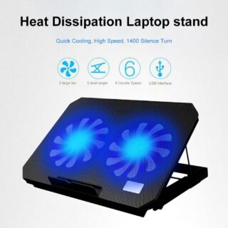 Laptop Cooling Pad – Dual Fan with RGB Lights, Adjustable Height & Speed Fits Laptops up to 20 USB Powered