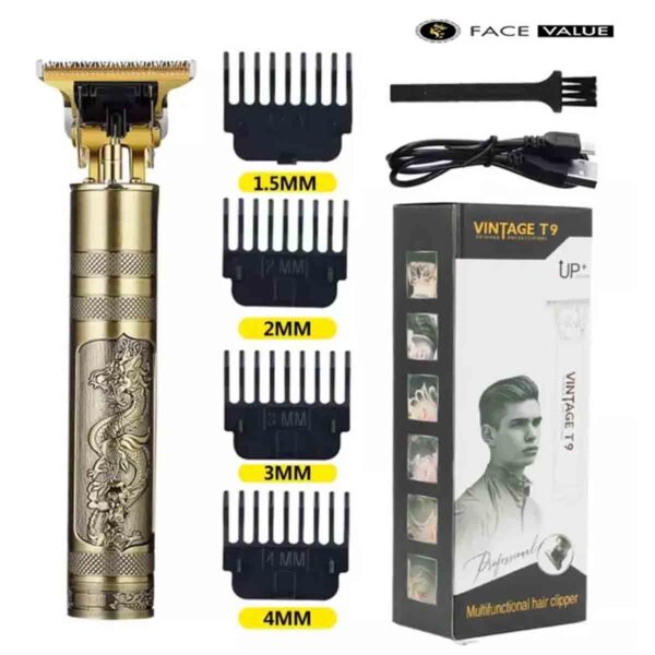 Professional Vintage T9 Dragon Style Hair & Beard Trimmer – USB Rechargeable Grooming Kit for Men - Image 2
