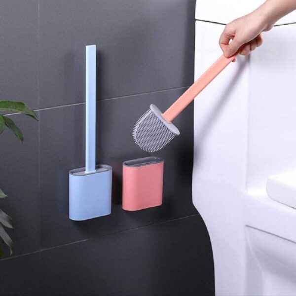 Silicone Toilet Brush with Holder – Ergonomic Handle & Flexible Bristles for Deep Cleaning - Image 3