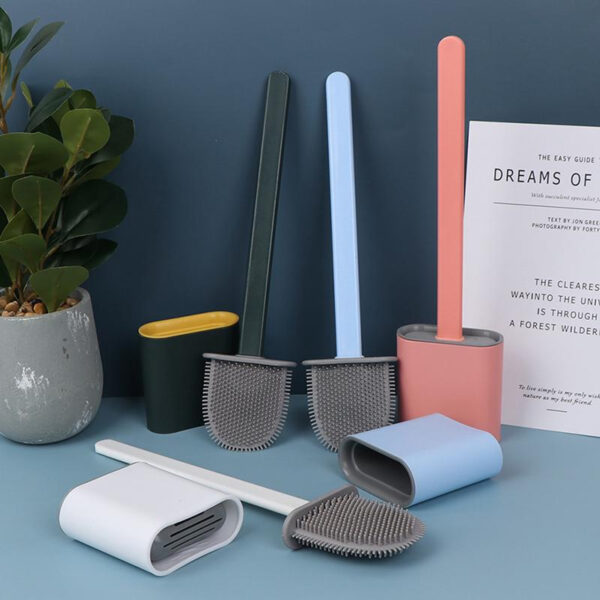 Silicone Toilet Brush with Holder – Ergonomic Handle & Flexible Bristles for Deep Cleaning - Image 2
