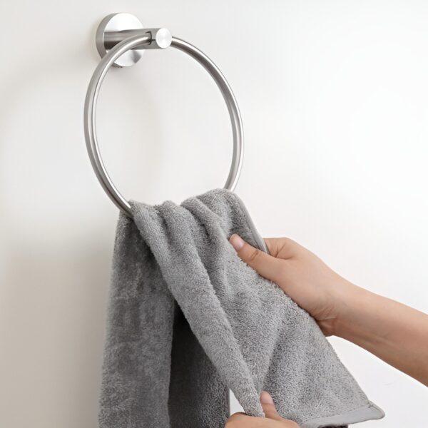 Stainless Steel Towel Ring – Wall Mounted Bathroom & Kitchen Towel Holder - Image 2