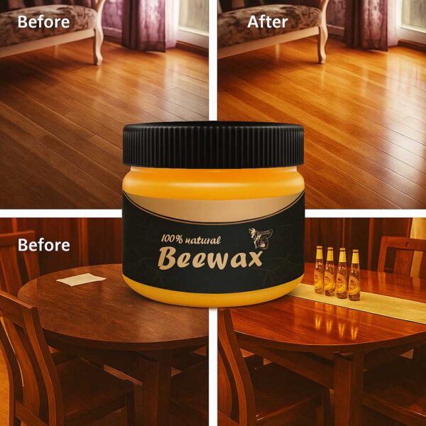 Traditional Beeswax Wood Polish – Natural Furniture Cleaner & Seasoning Wax (Waterproof Care)