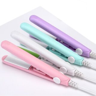 Travel Mini Ceramic Hair Straightener – Compact 12 Flat Iron for Straightening, Curling & Styling – Dual Voltage