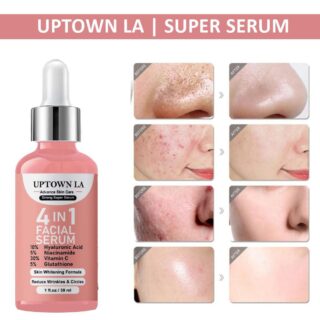 UPTOWN LA 4-in-1 Super Skin Glowing Serum – 5% Niacinamide, 30% Vitamin C, Vitamin E & Hyaluronic Acid – 30ml