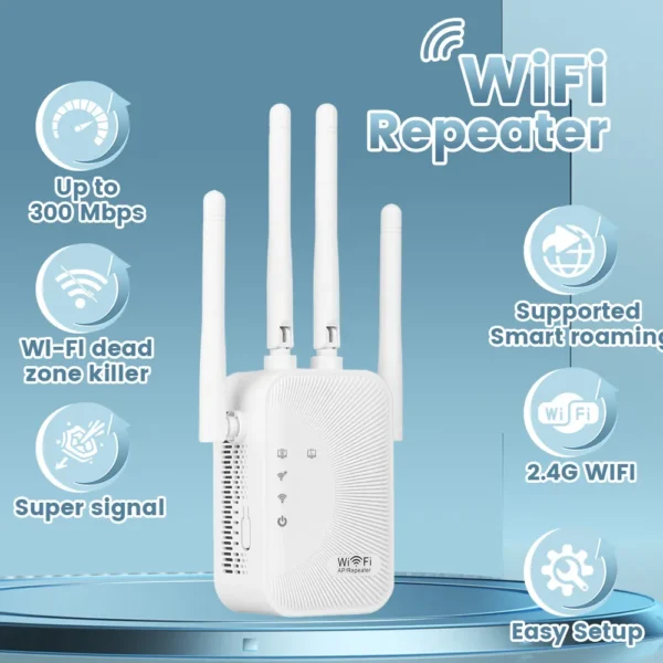 Wireless WiFi Extender 300Mbps 2.4GHz Range Booster | Signal Repeater, Network Expander, Router/AP Mode