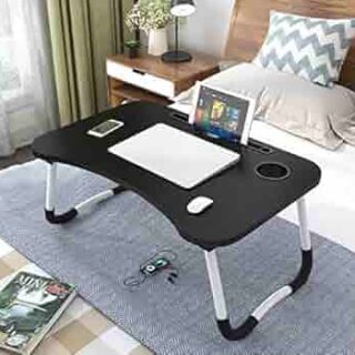 Wood Land Wooden Foldable Laptop Table – Multi-Color Bed Desk with Tablet & Cup Holder for Work, Gaming, Reading & Breakfast