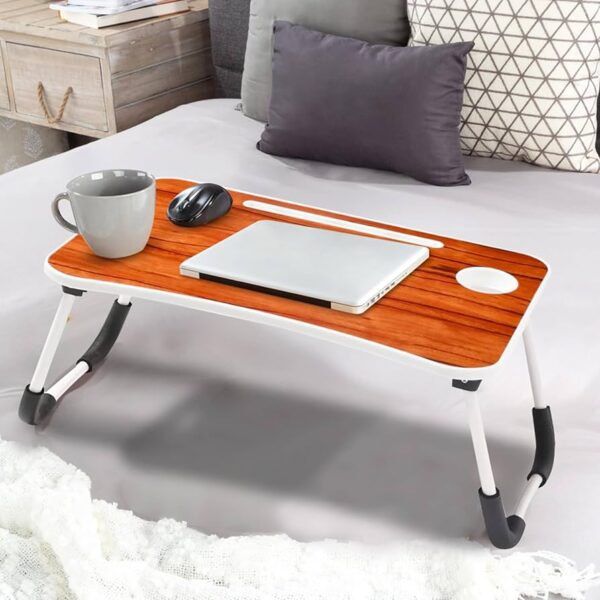 Wood Land Wooden Foldable Laptop Table – Multi-Color Bed Desk with Tablet & Cup Holder for Work, Gaming, Reading & Breakfast - Image 3