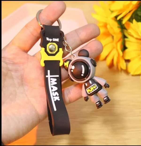 Astronaut Space Robot Keychain with Strap – Stylish Resin Bike & Car Keyring - Image 2