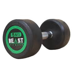Beast Fitness Rubber Coated Exercise Dumbbell – Single Piece (5 kg)