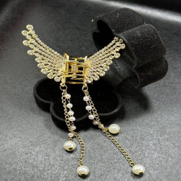 Butterfly Pearl Tassel Hair Clip – Red Flower Festival Hairpin for Women & Girls