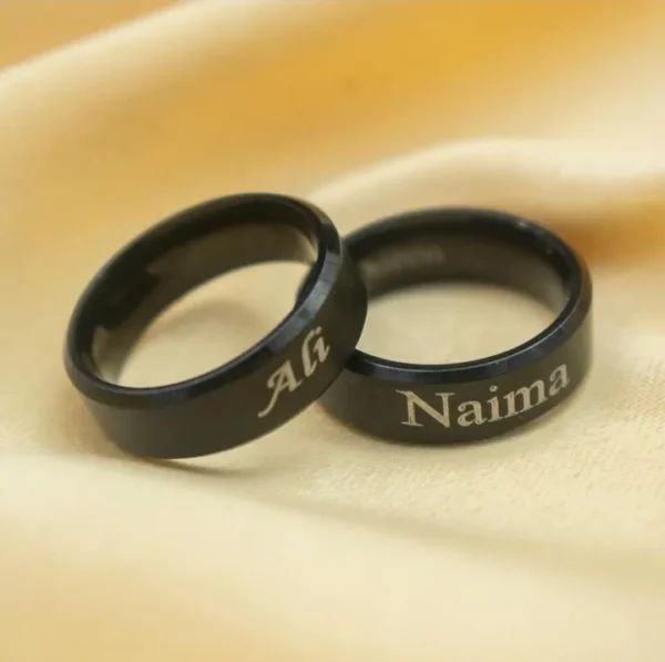 Customized Single Name Ring – Personalized Jewelry in Golden, Silver & Black - Image 3