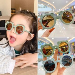 Fashion Round Children’s Sunglasses – Cute Bear Cartoon UV400 Protection Eyewear for Kids Boys & Girls