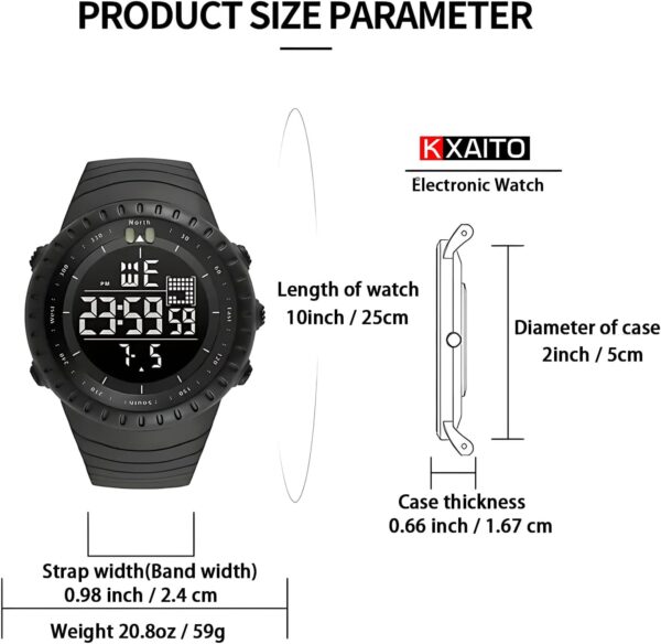 Military Men’s Digital Sports Watch – Waterproof LED Backlight Wristwatch with Alarm & Stopwatch - Image 4
