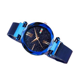 Women’s Starry Sky Luxury Analog Watch – Mesh Magnetic Buckle Strap, Quartz Fashion Wristwatch (PurpleBlueBlackRose-Gold)