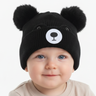 Children’s Warm Woolen Knit Cap | Thick Baby Winter Hat with Earmuffs | Infant & Toddler Pom Pom Cap | Soft Knitted Cotton Beanie (6Months-2years))