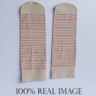 Women’s Thin Fashion Socks – Skin Color with Pink & Black Stripes | Soft Daily Wear Socks for Girls & Women | 1 Pair | free shipping