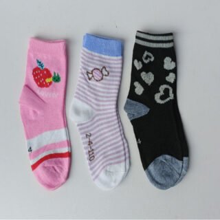 Girls Short Socks |free shipping | pack of 3 pairs Soft & Comfortable Daily Wear | Sizes 0–2, 2–4, 4–6, 4–8 Years